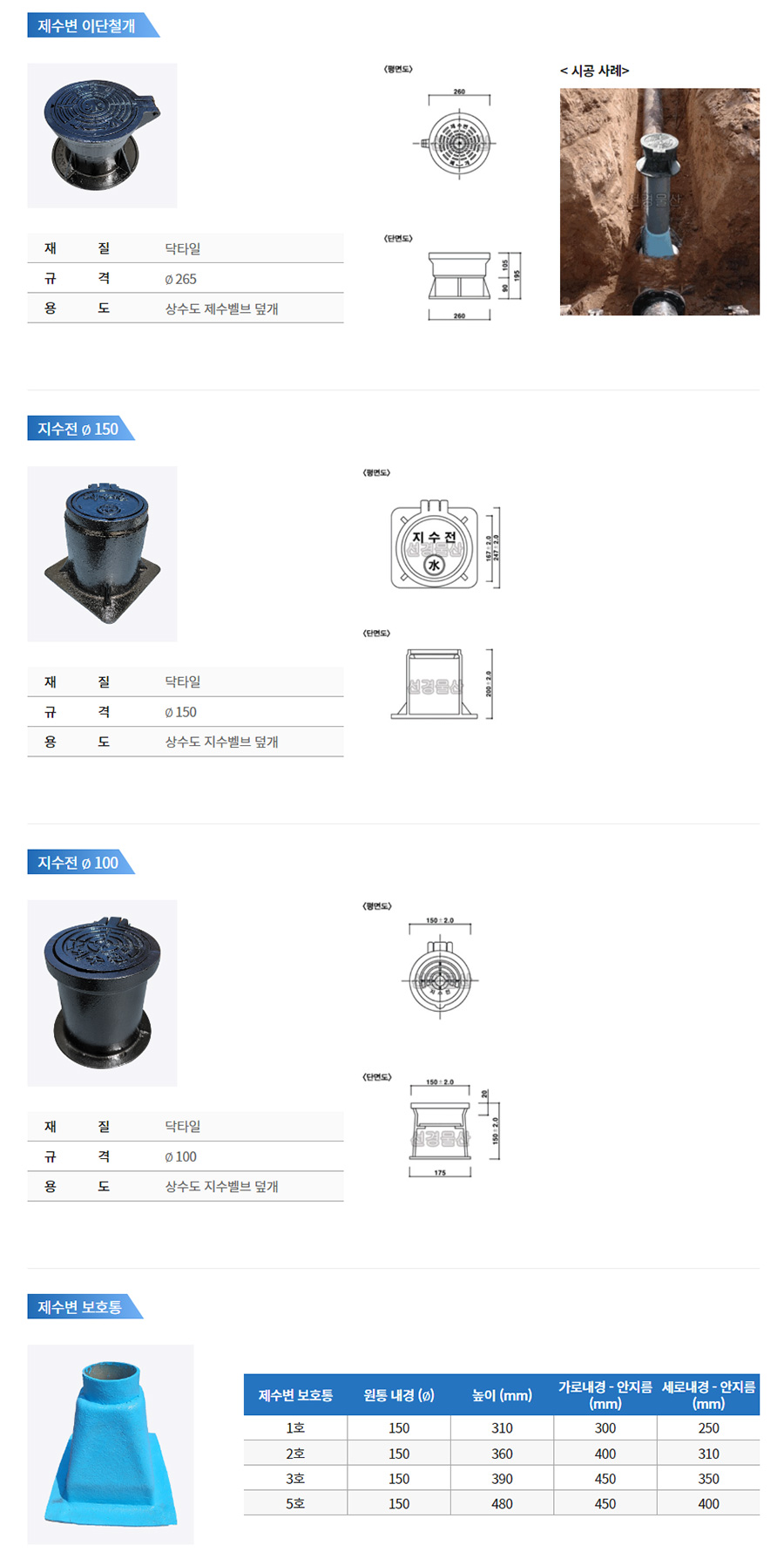 주철 맨홀 > 이단철개